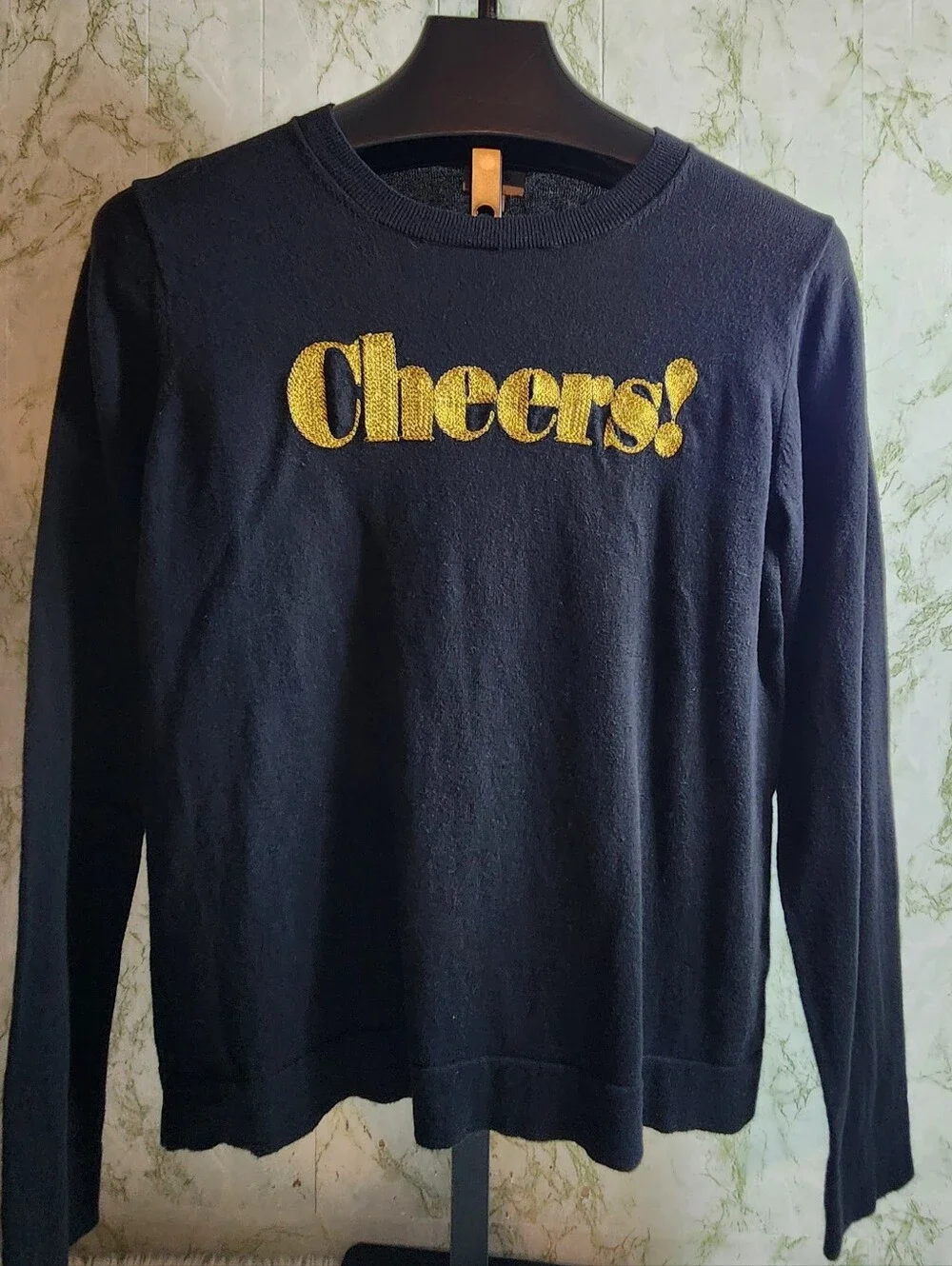 J.CREW Cheers Black Cotton Sweater
